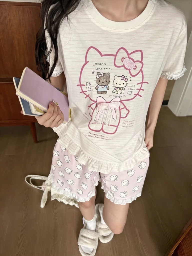 Đùi cotton kitty Đen Hồng