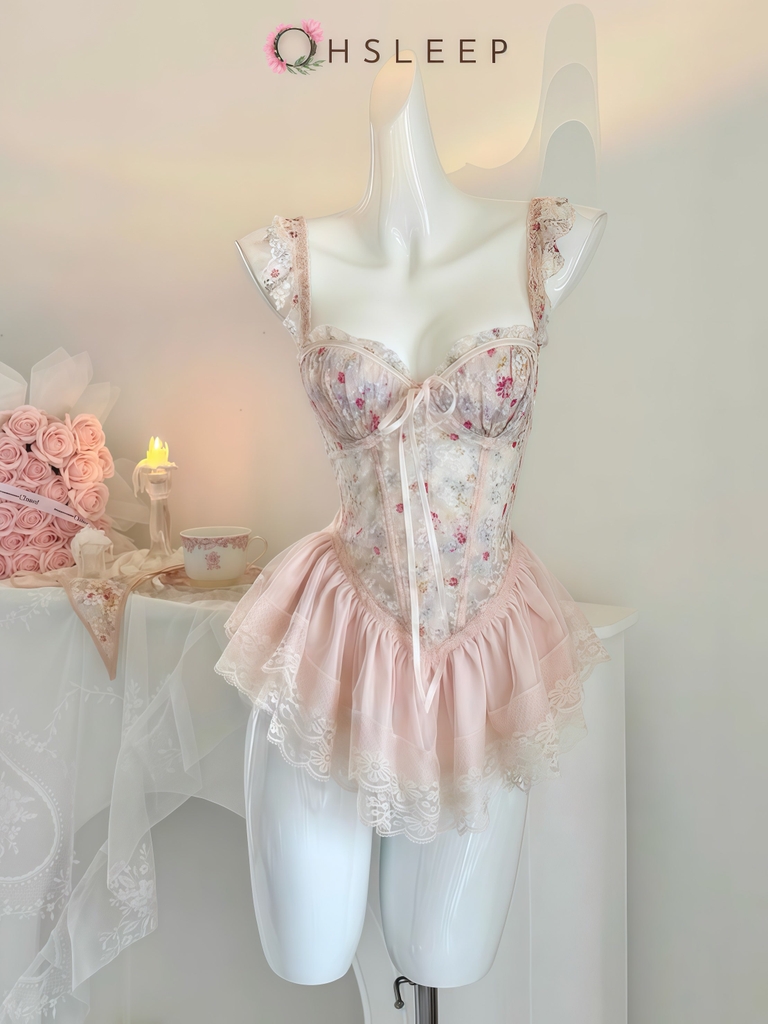 Váy 2d hoa bèo Hồng 2