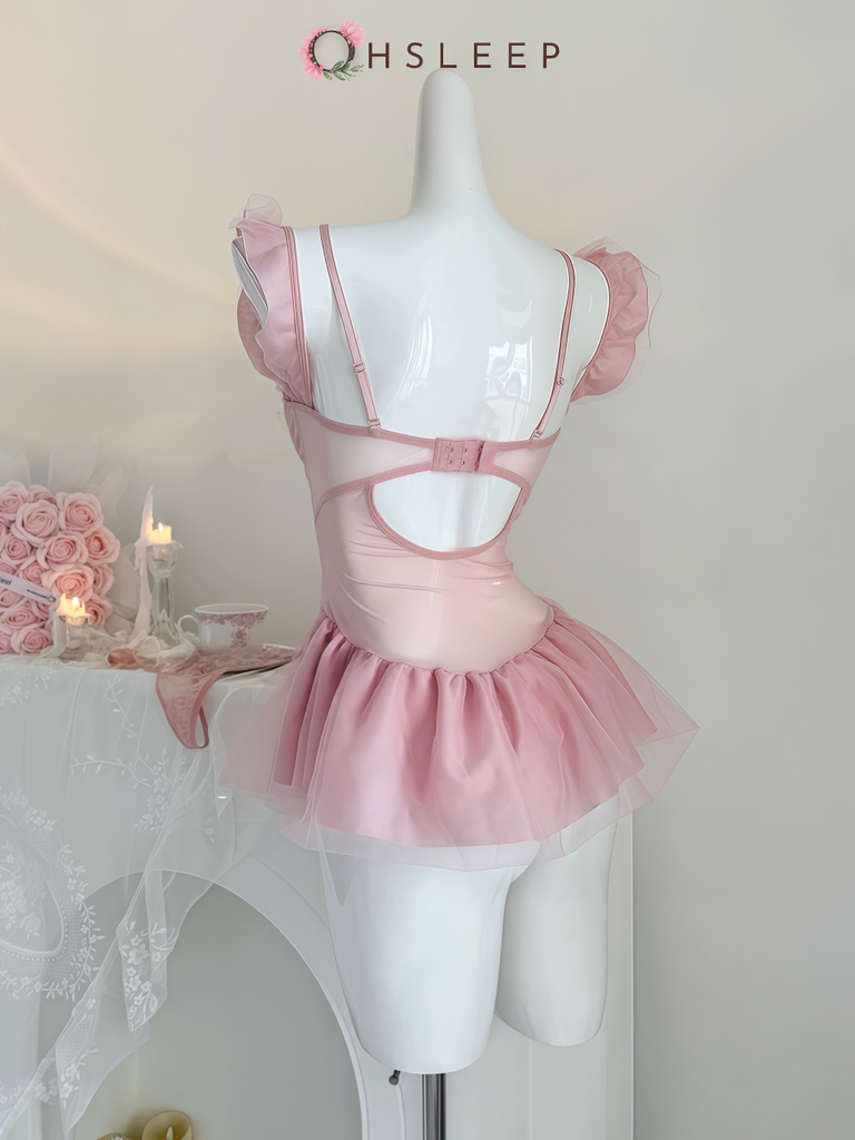 Váy 2d ren bèo Hồng Đen