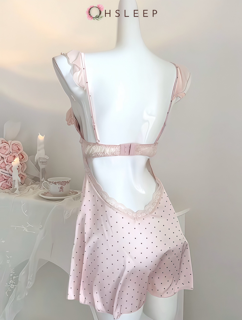 Váy 2d chấm bi Hồng