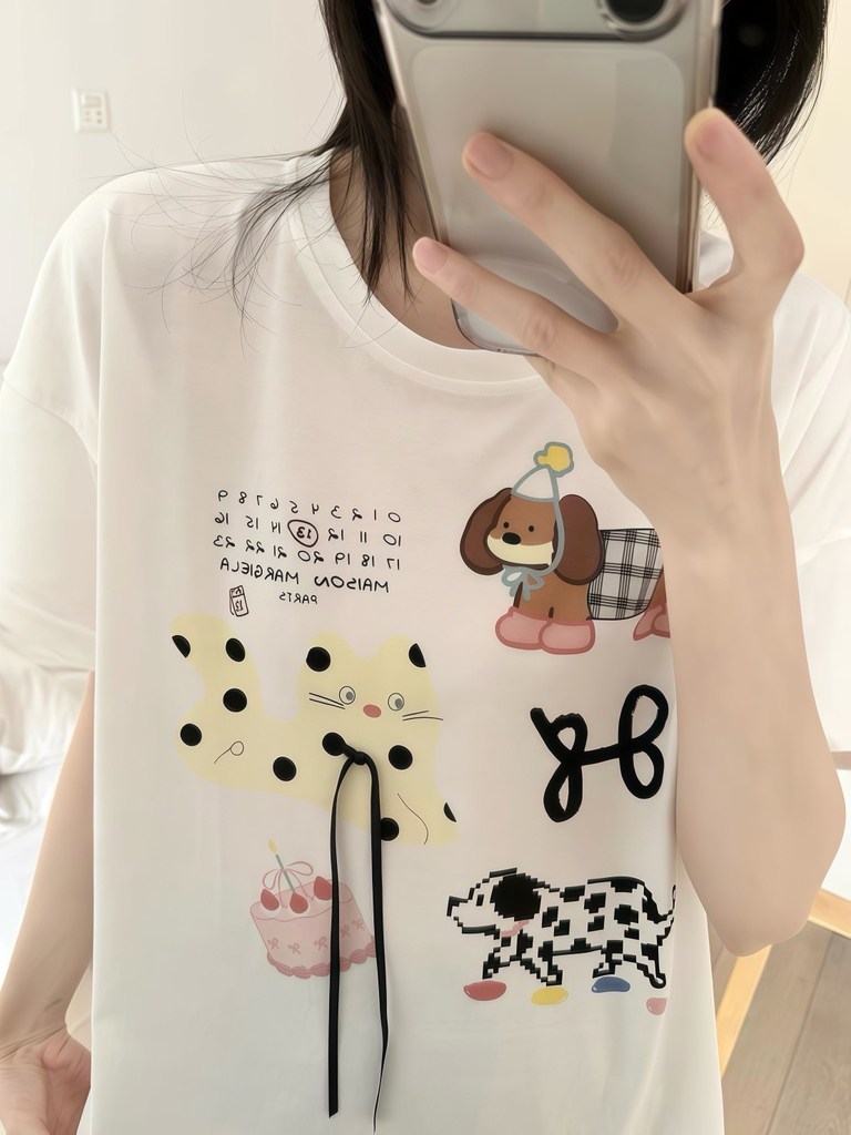 Tnqd cotton chấm bi quần đen