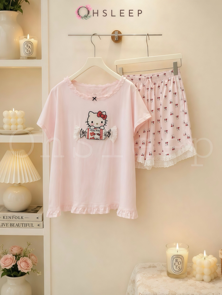 Đùi cotton kẹo kitty Xanh Hồng
