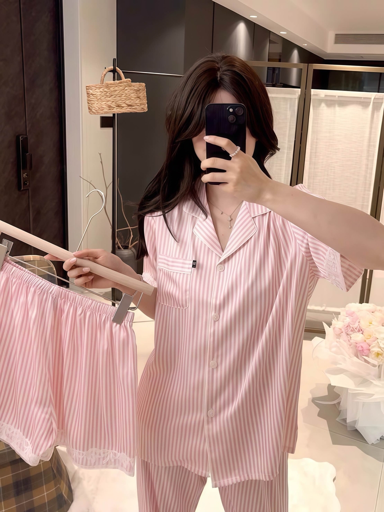 Set 3 Tnqd sọc Hồng Xanh