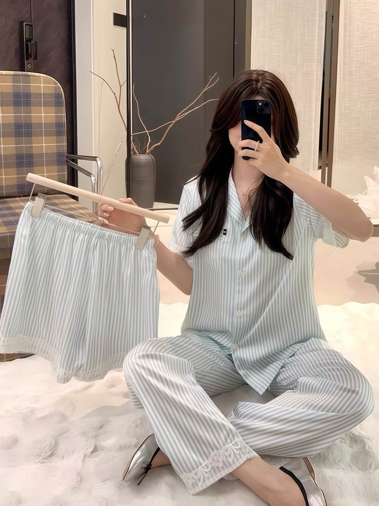 Set 3 Tnqd sọc Hồng Xanh