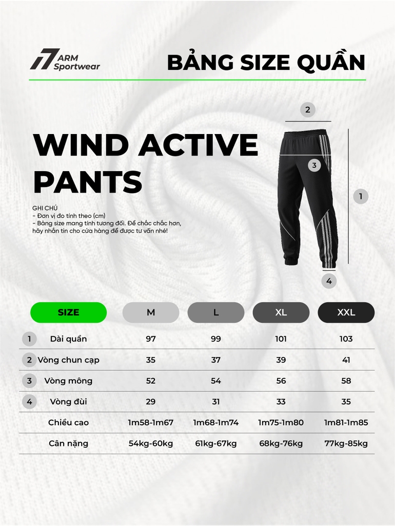 QUẦN JOGGER GIÓ WIND ACTIVE