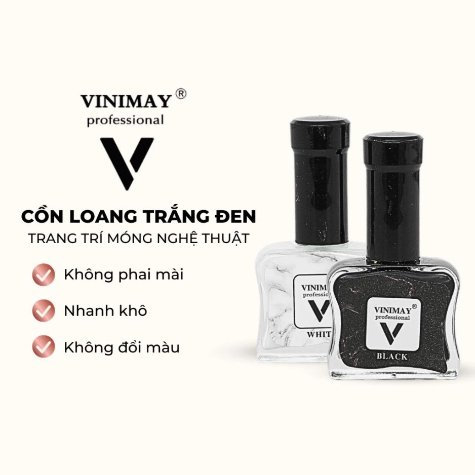 Cồn Loang Vinimay Trắng Đen Trong Suốt Tạo Hiệu Ứng Loang Nail Nghệ Thuật