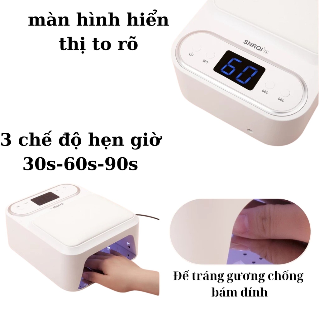 Máy Hơ Gel Tích Hợp Kê Tay SNRQI T9 48 Bóng LED/UV