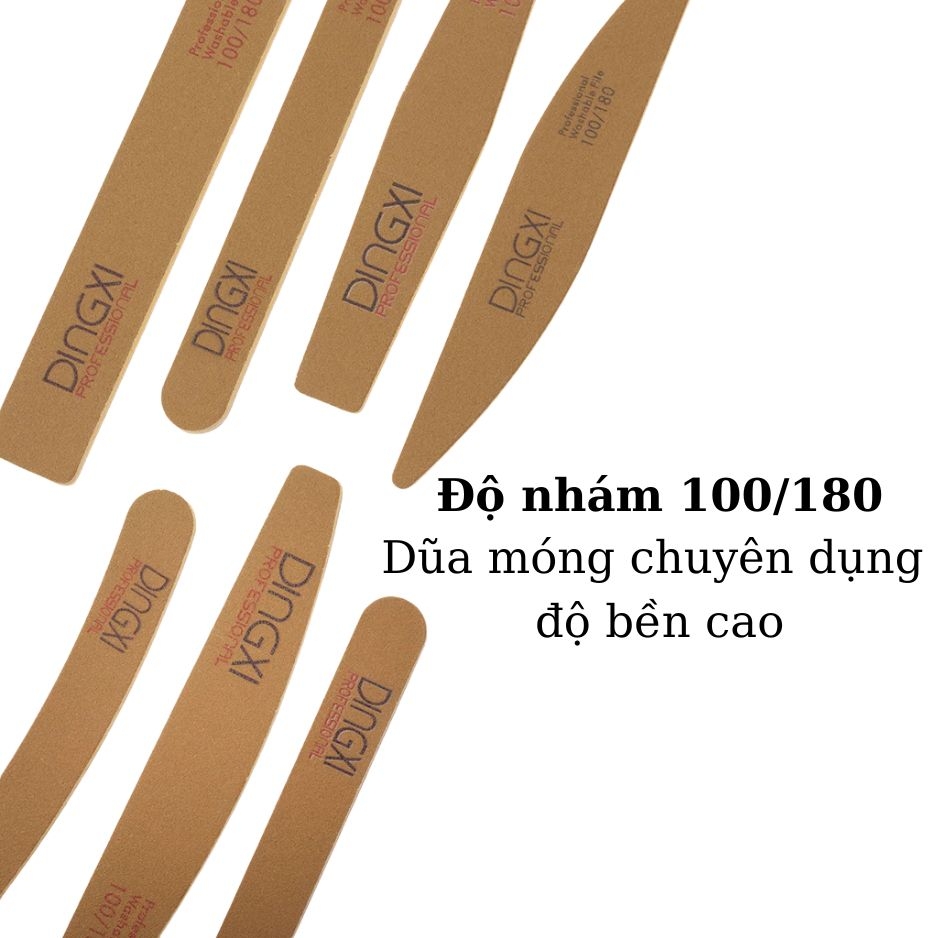 Dũa Móng Tay DINGXI 100/180 Lõi Cứng Cao Cấp – Dũa Nail Bền Chắc Cho Salon