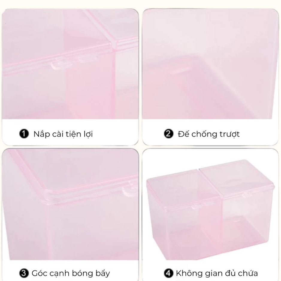 Hộp Đựng Giấy Lau Gel 2 Ngăn Có Nắp – Phân Loại Hồng / Trắng