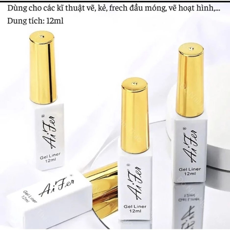 Cọ Nét Aifer 12ml – Gel Liner Vẽ Nail Nhiều Màu, Vẽ Line Siêu Mảnh