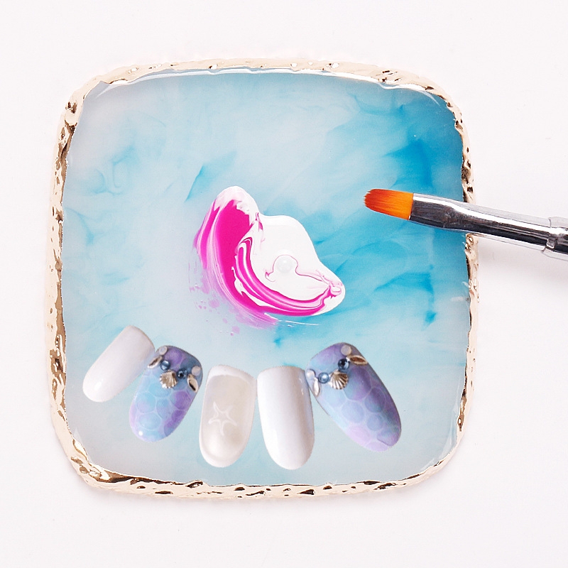 Đá Pha Sơn Gel Nail Art Cao Cấp – Bảng Trộn Gel Vân Đá Viền Kim Loại Sang Trọng