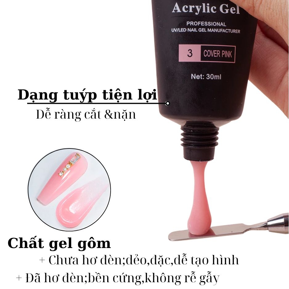 Gel Gôm Nối Móng Vinimay Acrylic Gel 30ml – Nhiều Phân Loại Màu