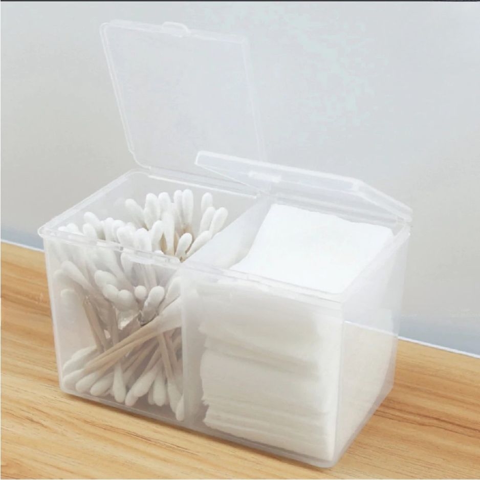 Hộp Đựng Giấy Lau Gel 2 Ngăn Có Nắp – Phân Loại Hồng / Trắng