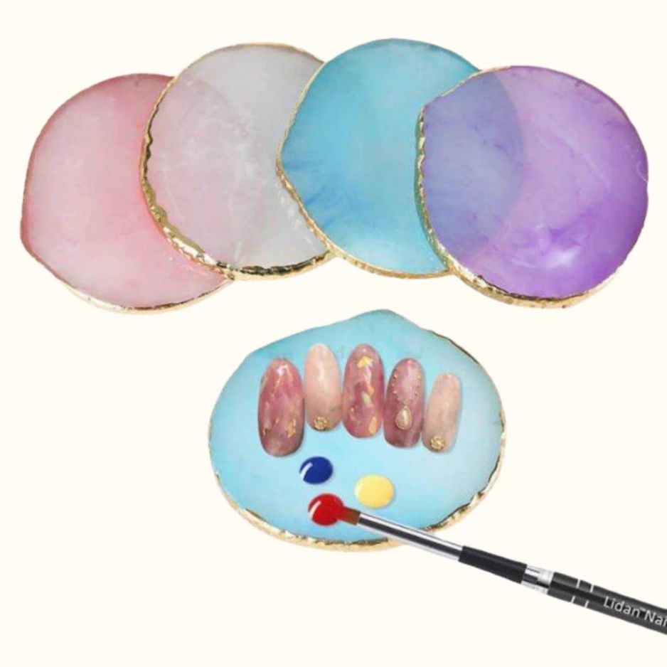 Đá Pha Sơn Gel Nail Art Cao Cấp – Bảng Trộn Gel Vân Đá Viền Kim Loại Sang Trọng