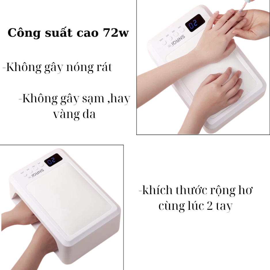 Máy Hơ Gel UV/LED SNRQI T8 72W 60 Bóng Tháo Đế Hơ 2 Tay