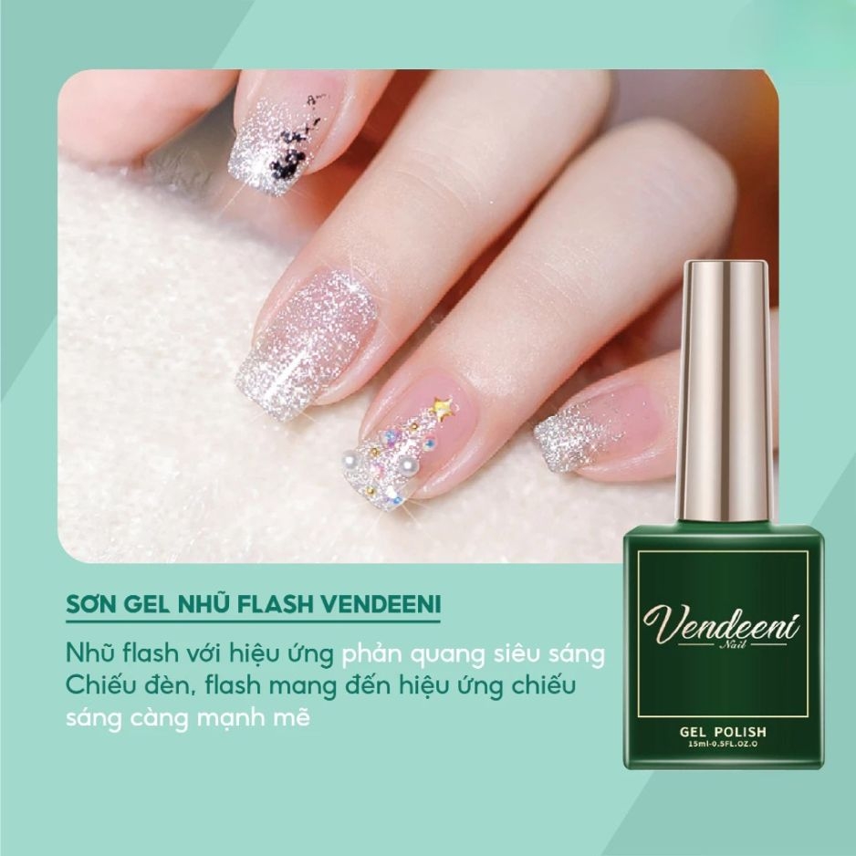 Sơn Gel Nhũ Flash Vendeeni Siêu Sáng – Hiệu Ứng Kim Tuyến Bắt Flash Cực Đỉnh