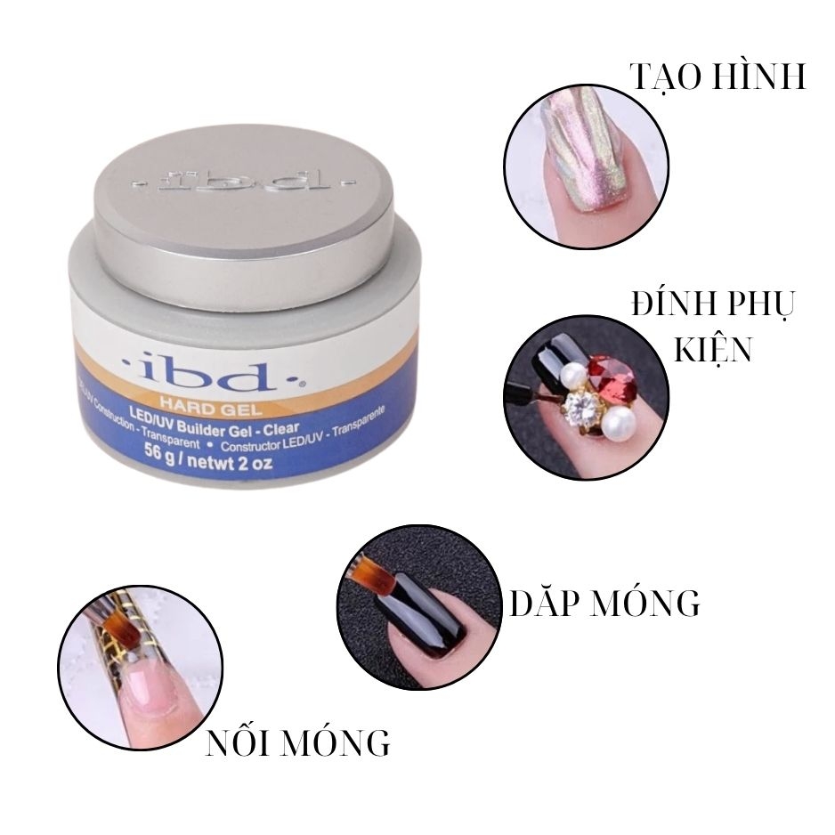 Gel Đắp Móng IBD Hard Gel Clear 56g