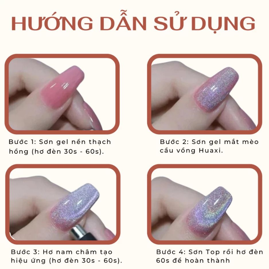 Sơn Gel Mắt Mèo Huaxi Nhũ Kim Cương – Bạc / Vàng / Cầu Vồng 3D