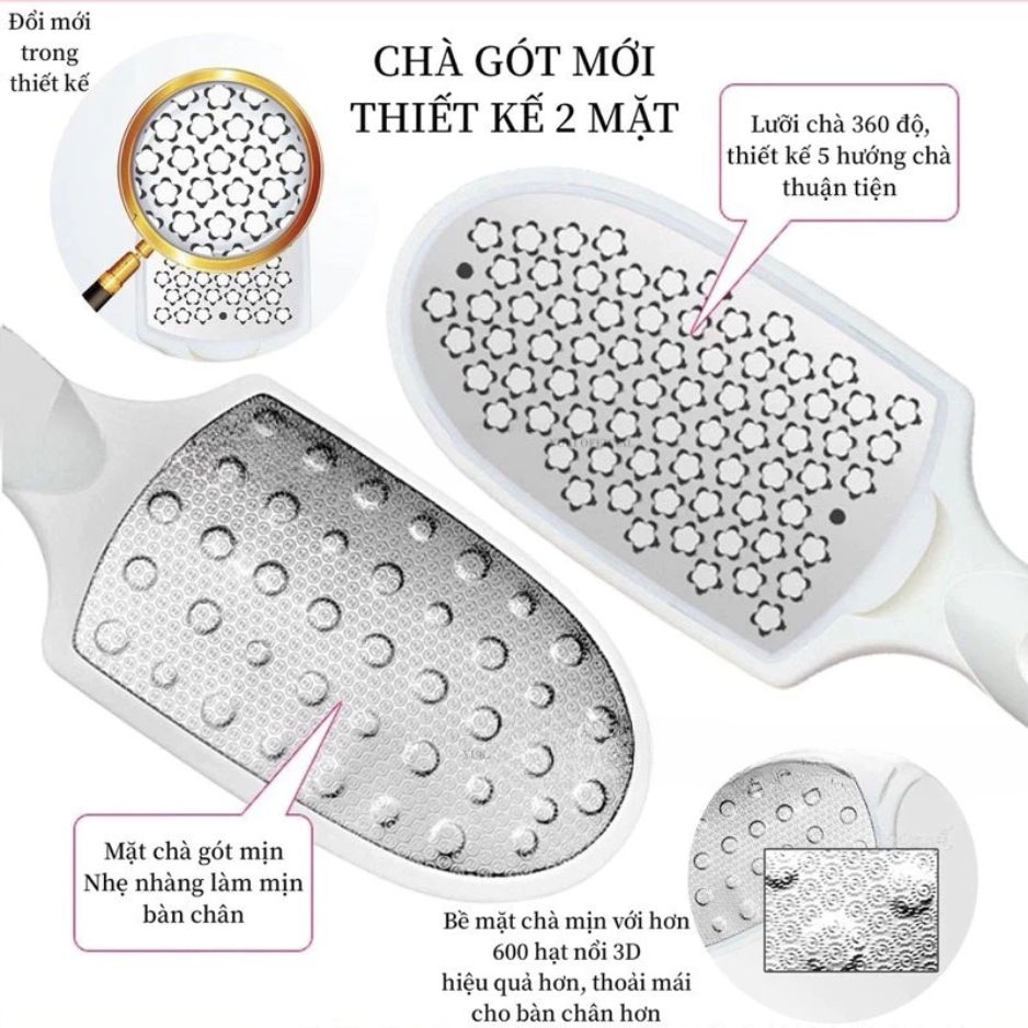 Cây Chà Gót Chân 2 Mặt Có Hộp Chứa Da Chết