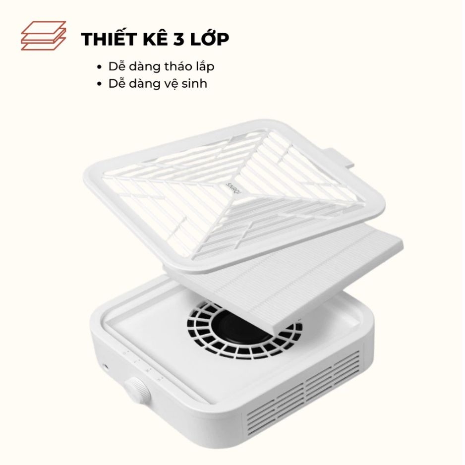 Máy Hút Bụi Nail SNRQI WL007 Không Tích Điện 120W Có Màng Lọc Tháo Rời