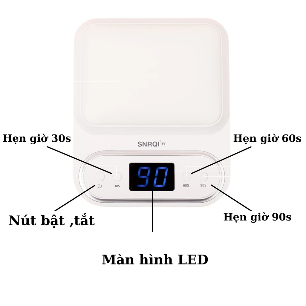 Máy Hơ Gel Tích Hợp Kê Tay SNRQI T9 48 Bóng LED/UV