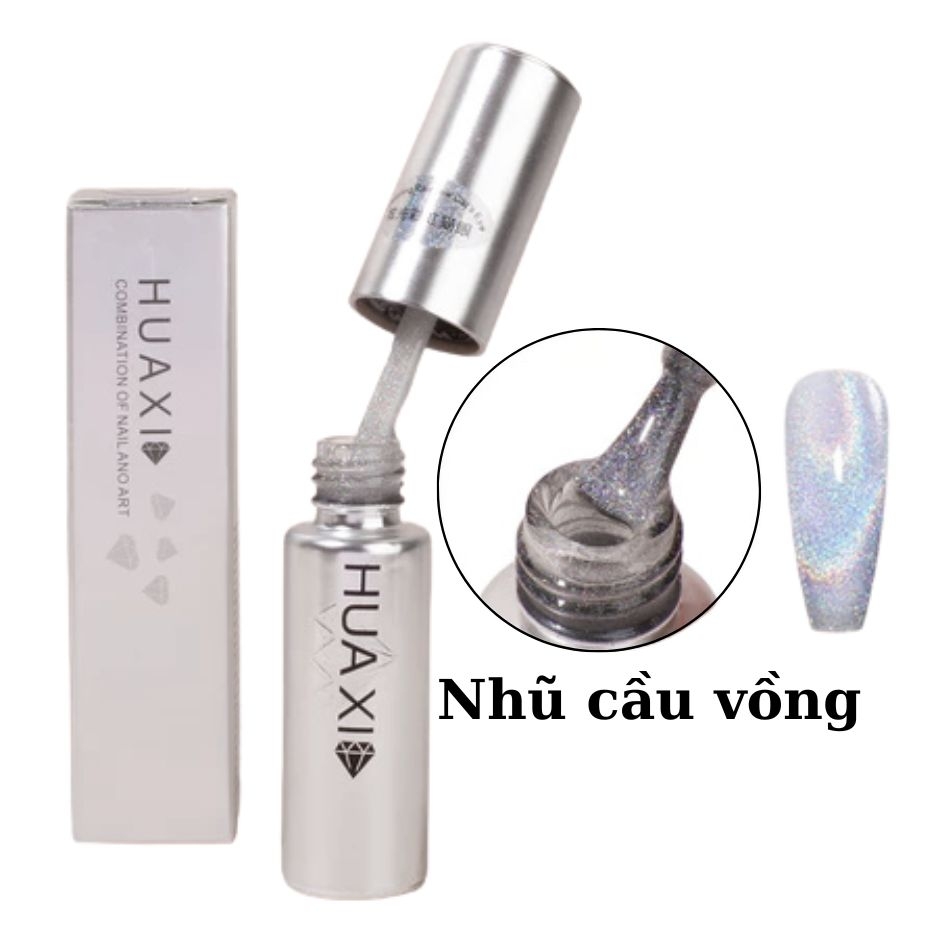 Sơn Gel Mắt Mèo Huaxi Nhũ Kim Cương – Bạc / Vàng / Cầu Vồng 3D