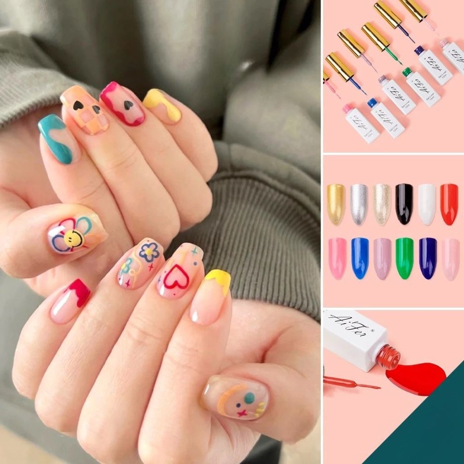 Cọ Nét Aifer 12ml – Gel Liner Vẽ Nail Nhiều Màu, Vẽ Line Siêu Mảnh