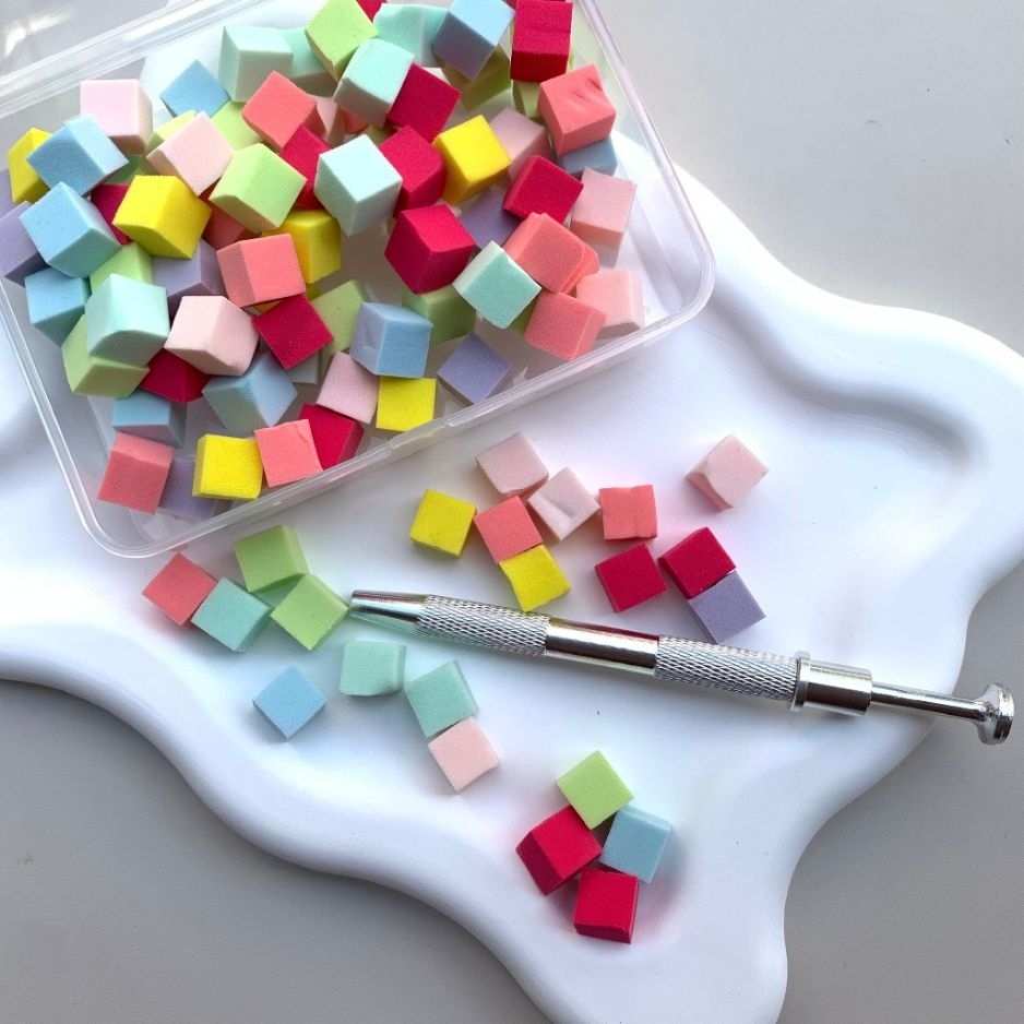 Hộp 100 Mút Dặm Ombre Nail Kèm Cán Gắn Mút