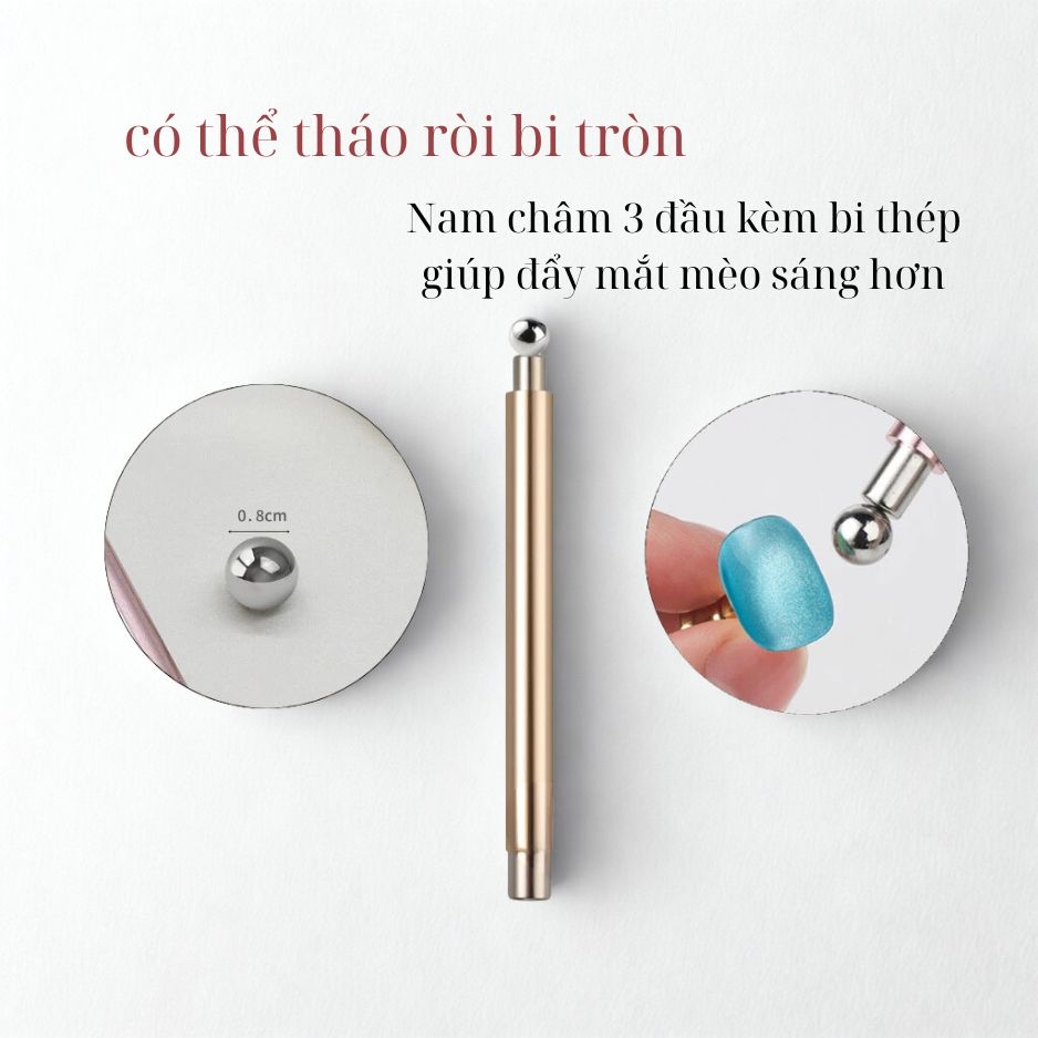 Nam Châm Trụ Tròn Kèm Bi Tạo Hiệu Ứng Mắt Mèo Nail