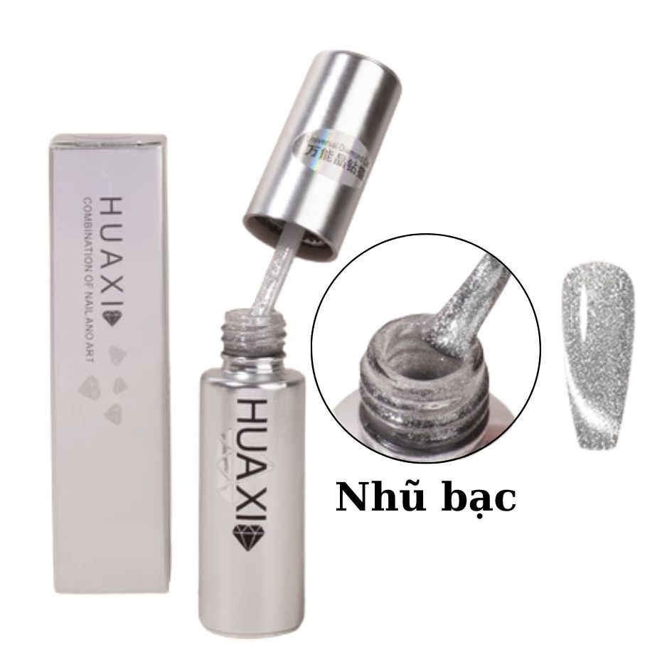 Sơn Gel Mắt Mèo Huaxi Nhũ Kim Cương – Bạc / Vàng / Cầu Vồng 3D