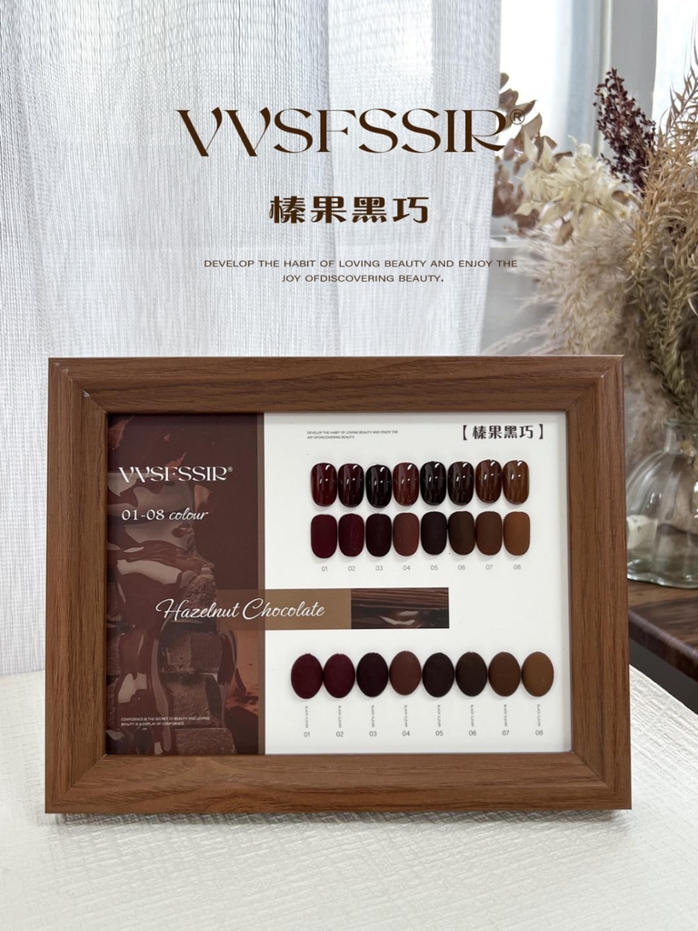Set Sơn Gel VVSFSSIR 8 Màu Chính Hãng – Bảng Màu Chocolate & Đỏ Ankara Sang Trọng