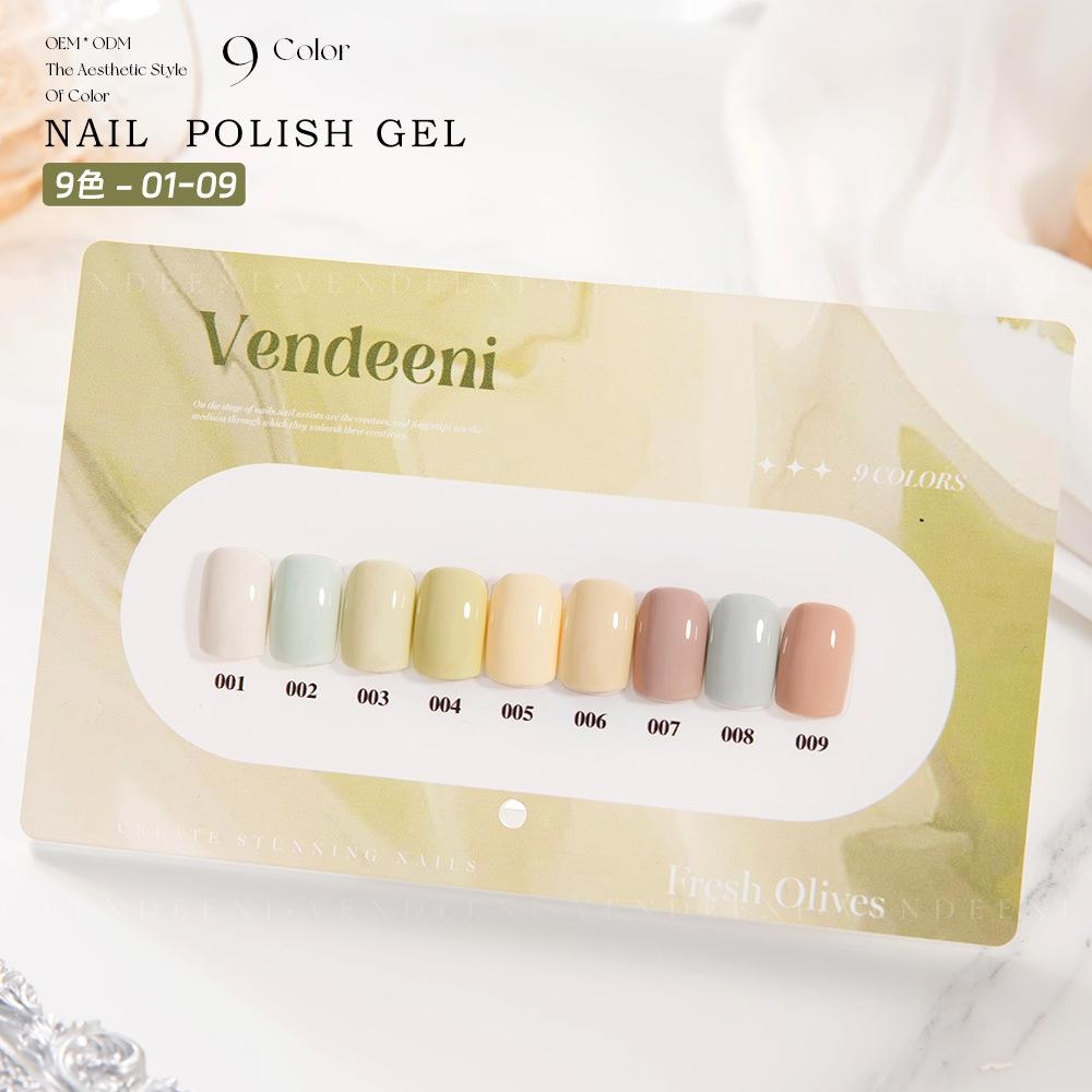 Set Sơn Gel Vendeeni 9 Màu Chính Hãng – Bảng Màu Trendy Nude & Đỏ Hot Trend
