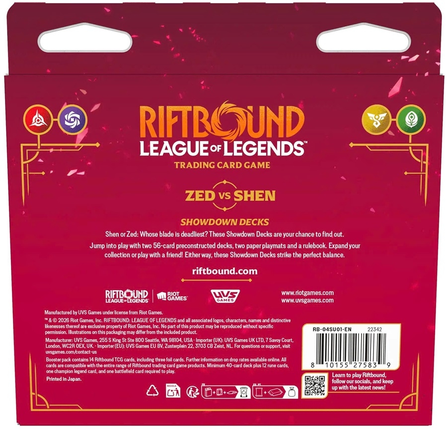Hộp Thẻ Bài Riftbound Vendetta Zed vs Shen Champion Deck