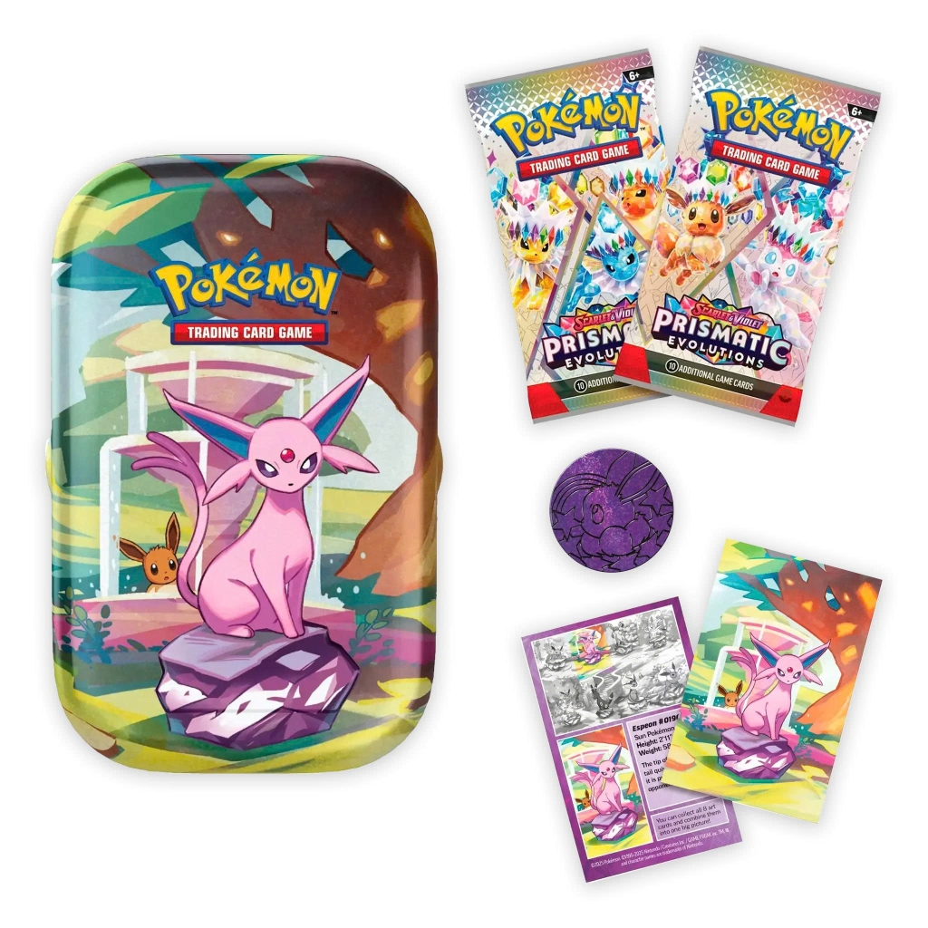 Hộp Thẻ Bài Pokemon Prismatic Evolutions Mini Tin Espeon