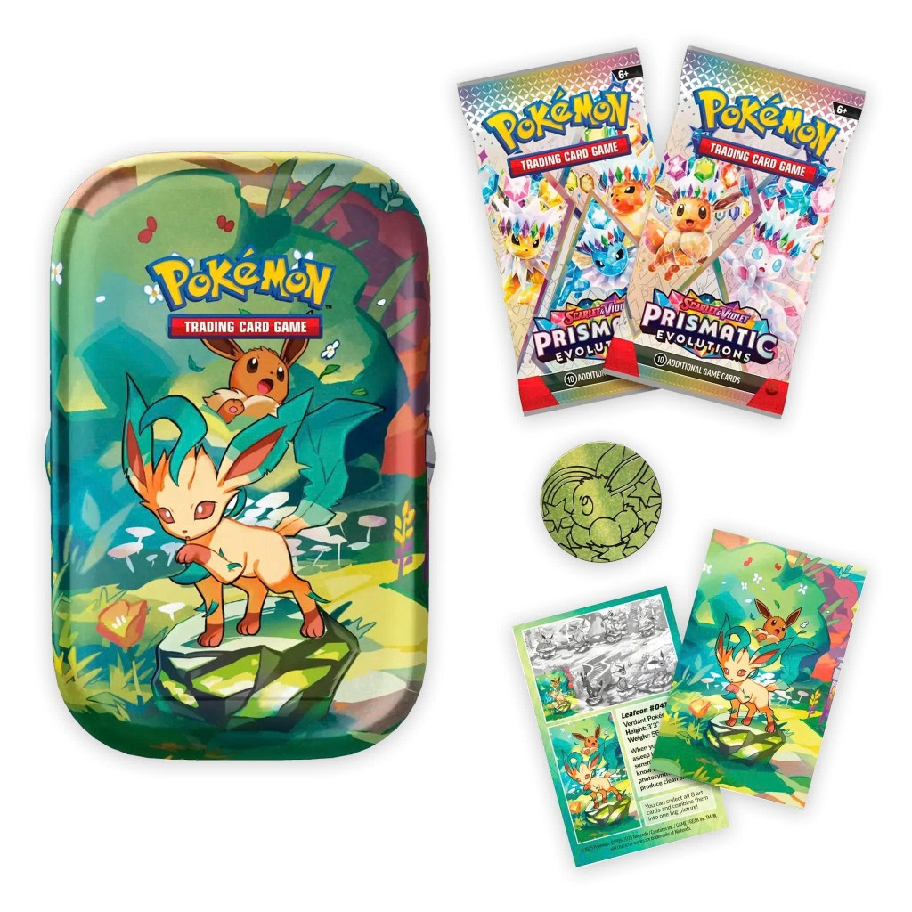 Hộp Thẻ Bài Pokemon Prismatic Evolutions Mini Tin Leafeon