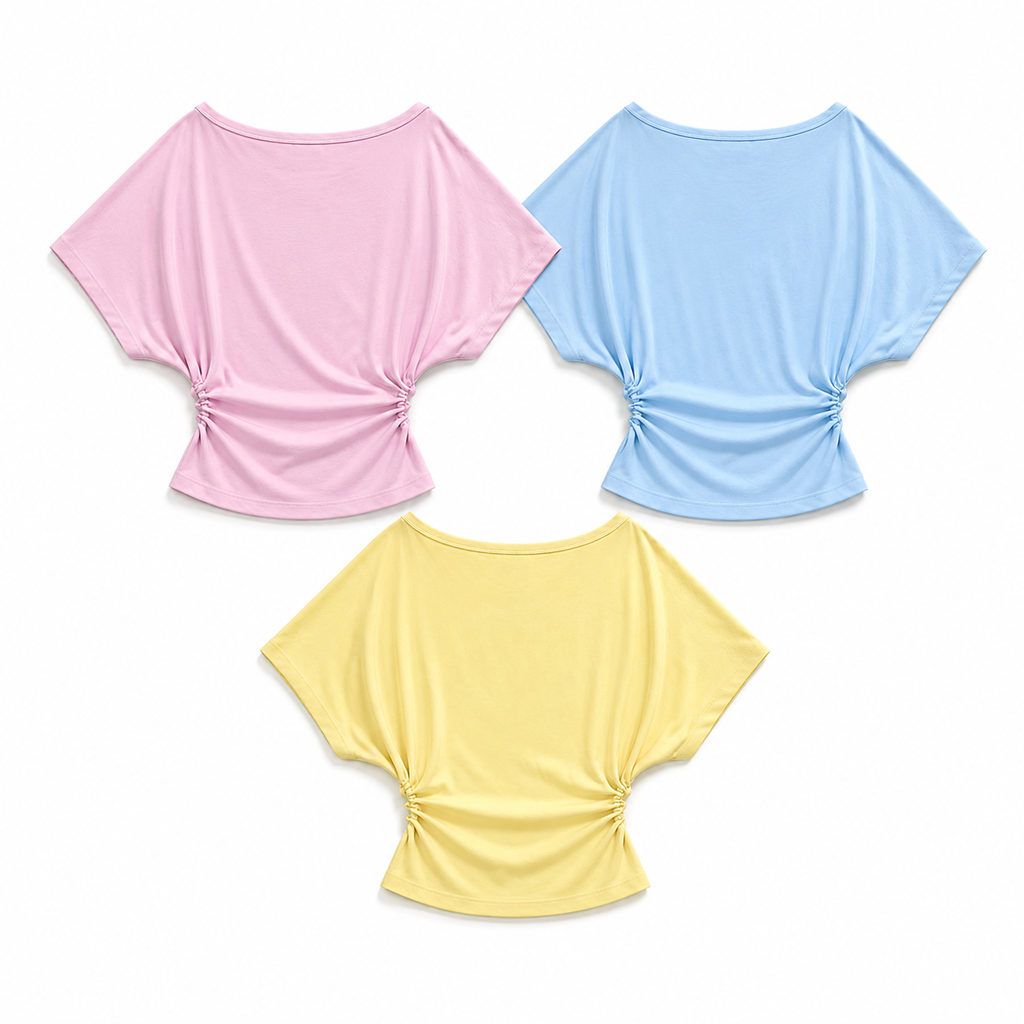[NEW ARRIVAL] Áo Thun Cánh Dơi Trễ Vai Bóp Eo - HS_TS019