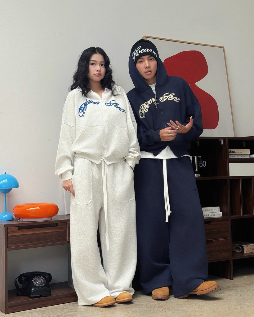 [NEW ARRIVAL] Áo Hoodie Zip Nỉ Ép Hàn Thêu Móc Xích HEAVEN SENT Form Boxy Cánh Dơi Unisex - HS_HD006