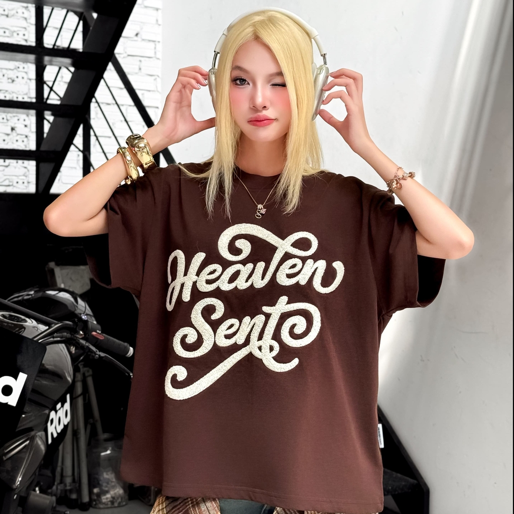 [NEW ARRIVAL] Áo Thun Boxy 280GSM Thêu Xù Heaven Sent Unisex  - HS_TS006