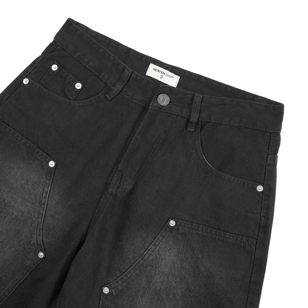 [SVIP] Quần Short Jean Đính Cúc Heaven Sent Wash Ống Rộng - HS_PS004