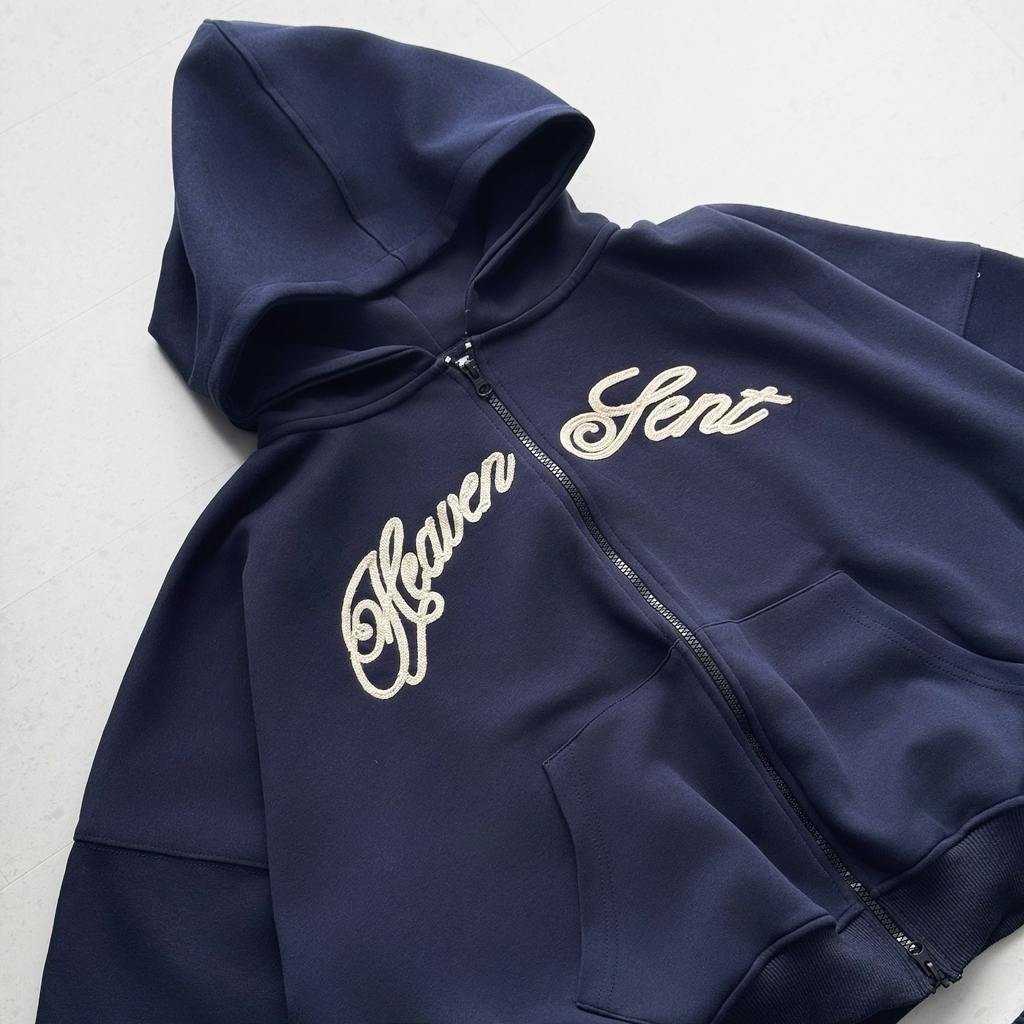 [NEW ARRIVAL] SET Hoodie Zip Ép Hàn 350Gsm PREMIUM Thêu Mắc Xích Heaven Sent - HS_CB002