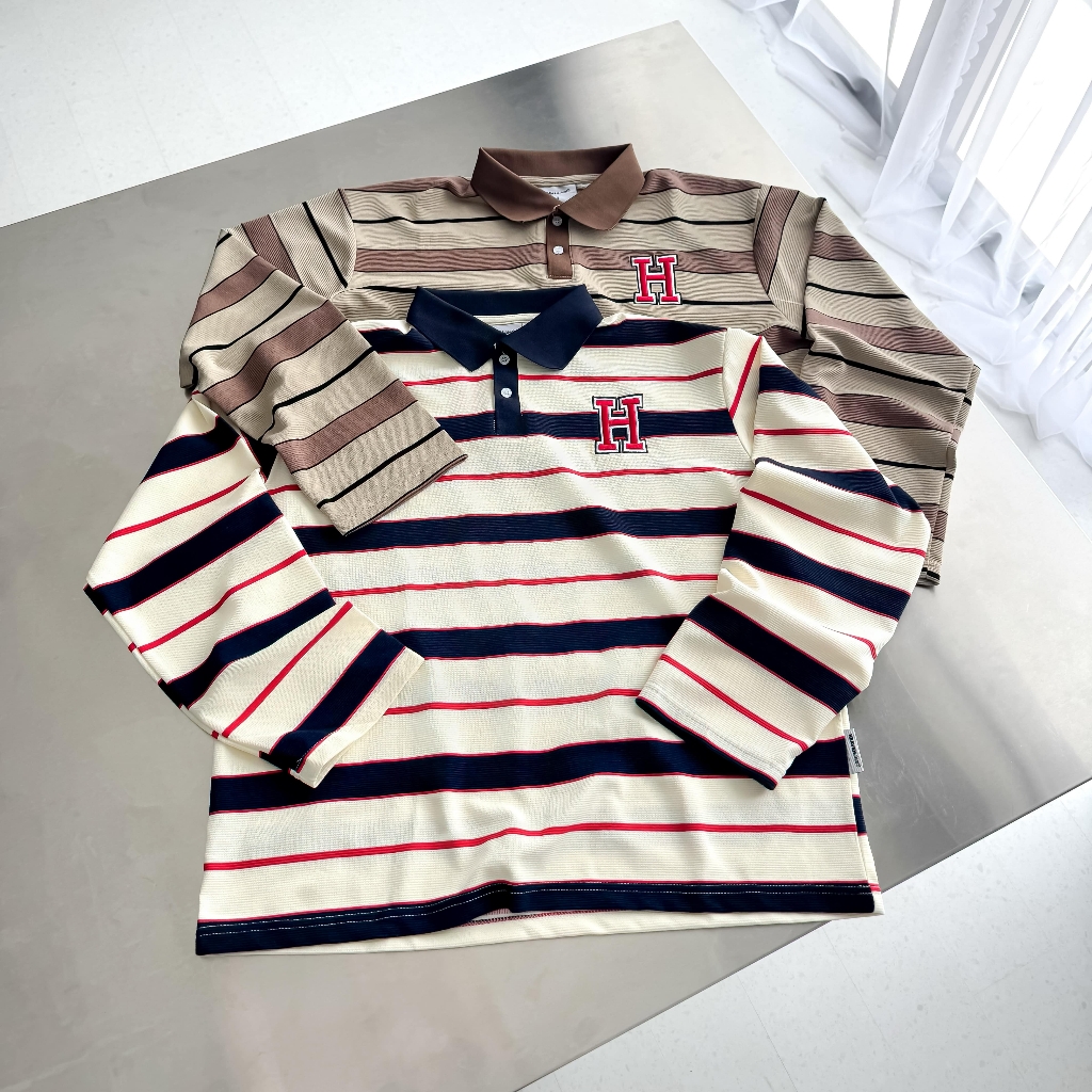 [NEW ARRIVAL]  Áo Thun Polo Sọc Tay Dài Long Sleeve Thêu Logo - HS_TS008