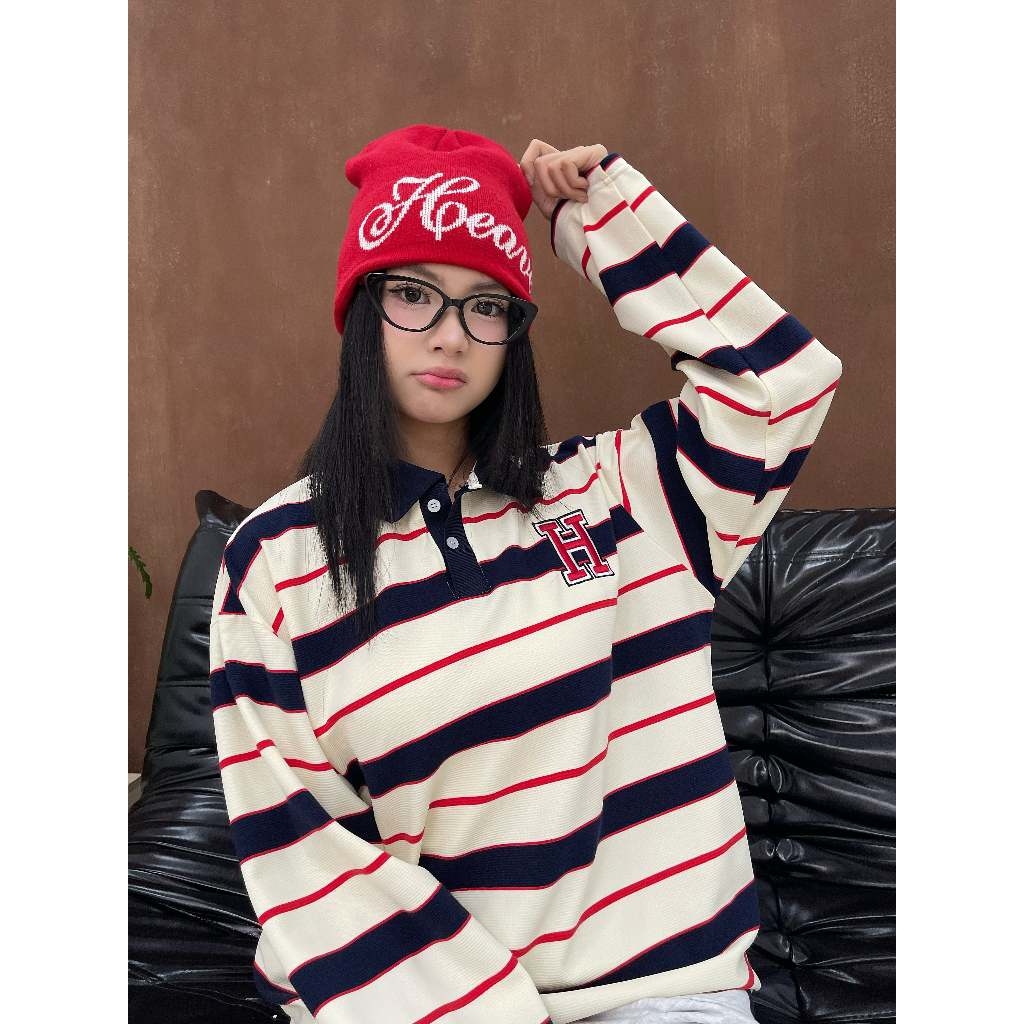 [NEW ARRIVAL]  Áo Thun Polo Sọc Tay Dài Long Sleeve Thêu Logo - HS_TS008