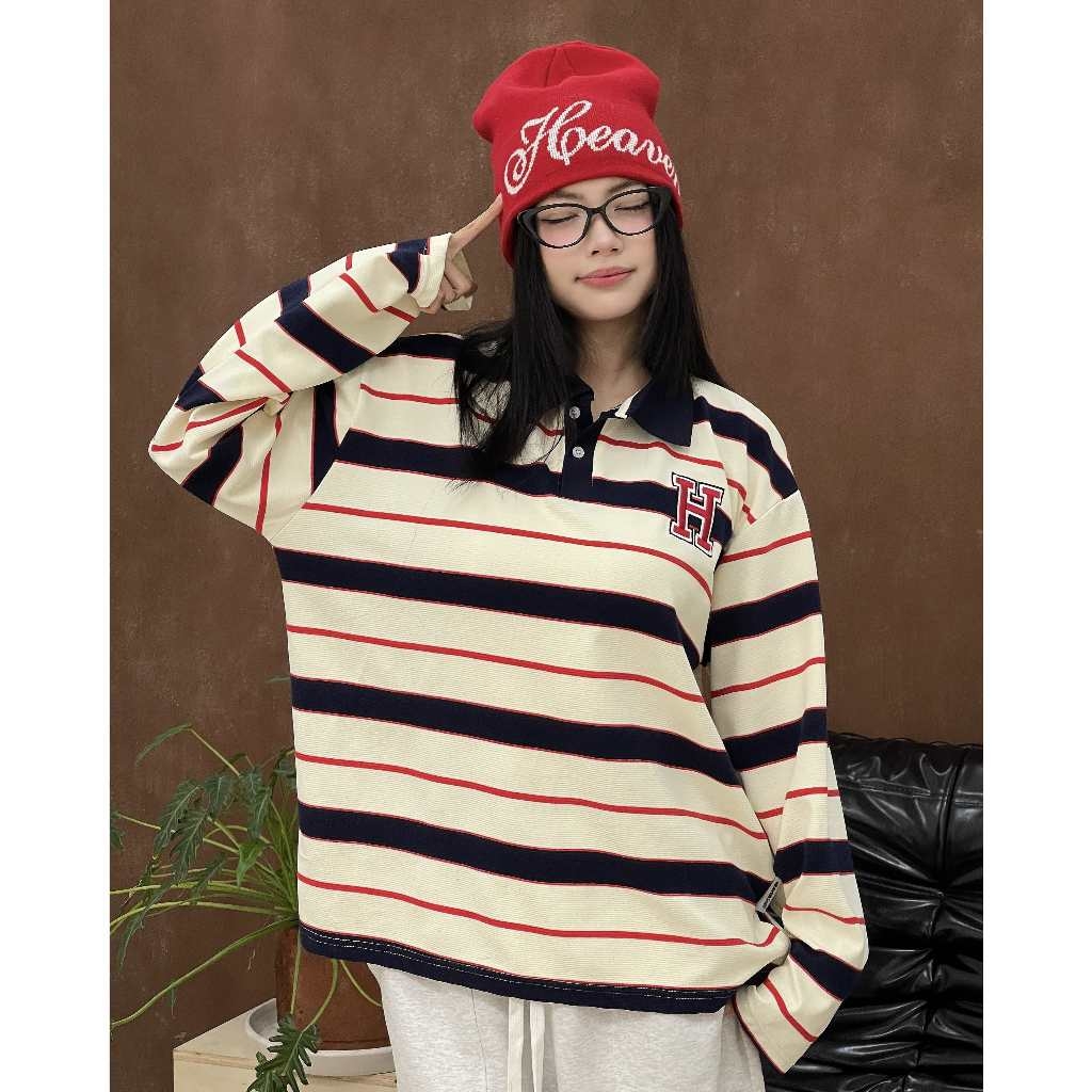 [NEW ARRIVAL]  Áo Thun Polo Sọc Tay Dài Long Sleeve Thêu Logo - HS_TS008