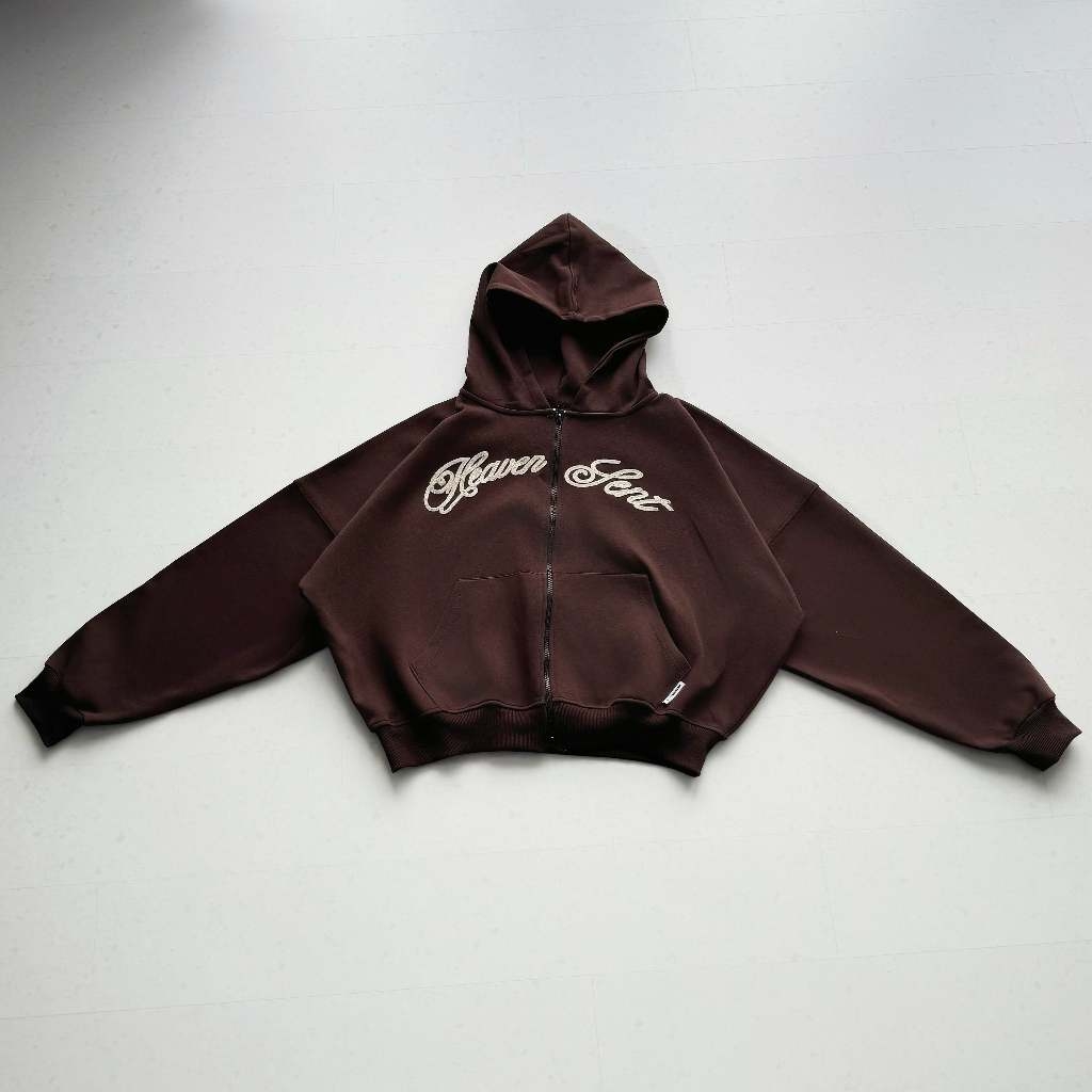 [NEW ARRIVAL] SET Hoodie Zip Ép Hàn 350Gsm PREMIUM Thêu Mắc Xích Heaven Sent - HS_CB002