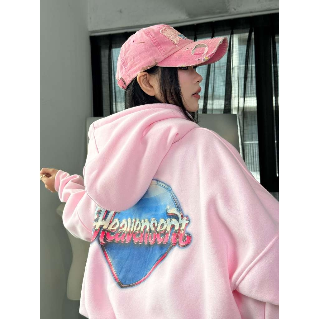 Áo Khoác Nỉ Bông Hoodie Zip HEAVEN SENT Form Boxy Cánh Dơi - HS_HD003
