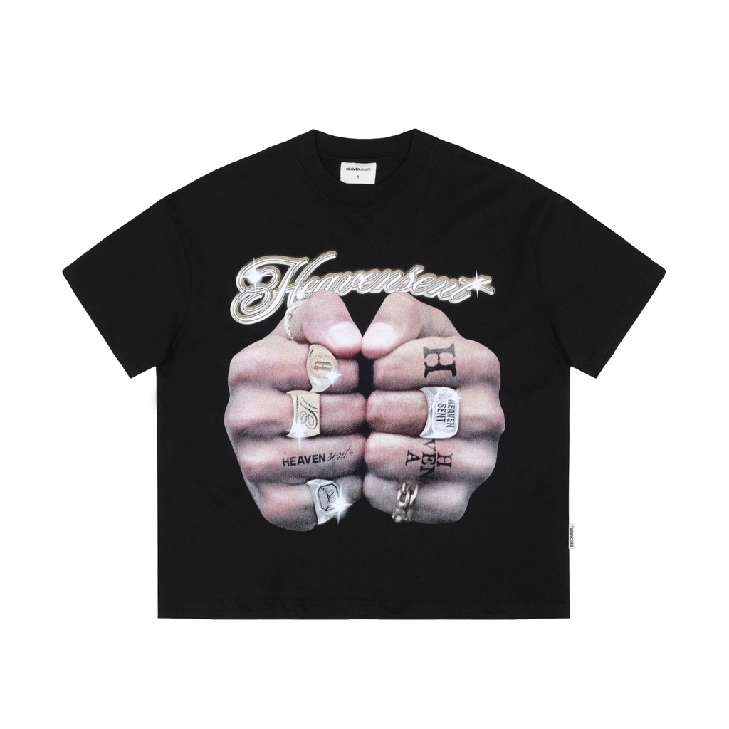 [NEW ARRIVAL] Áo Thun Cotton Form Boxy HeavenSent Finger Rings Unisex - HS_TS003