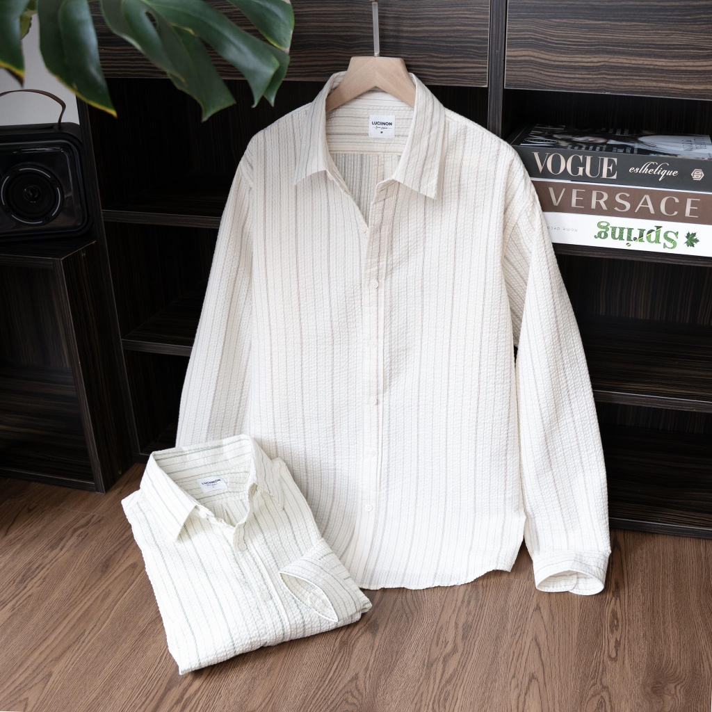 Áo Sơ Mi Nam Tay Dài OHA Chất Cotton Xốp Phối Sọc, Form Regular Thanh Lịch, Sang Trọng - LUCIINON