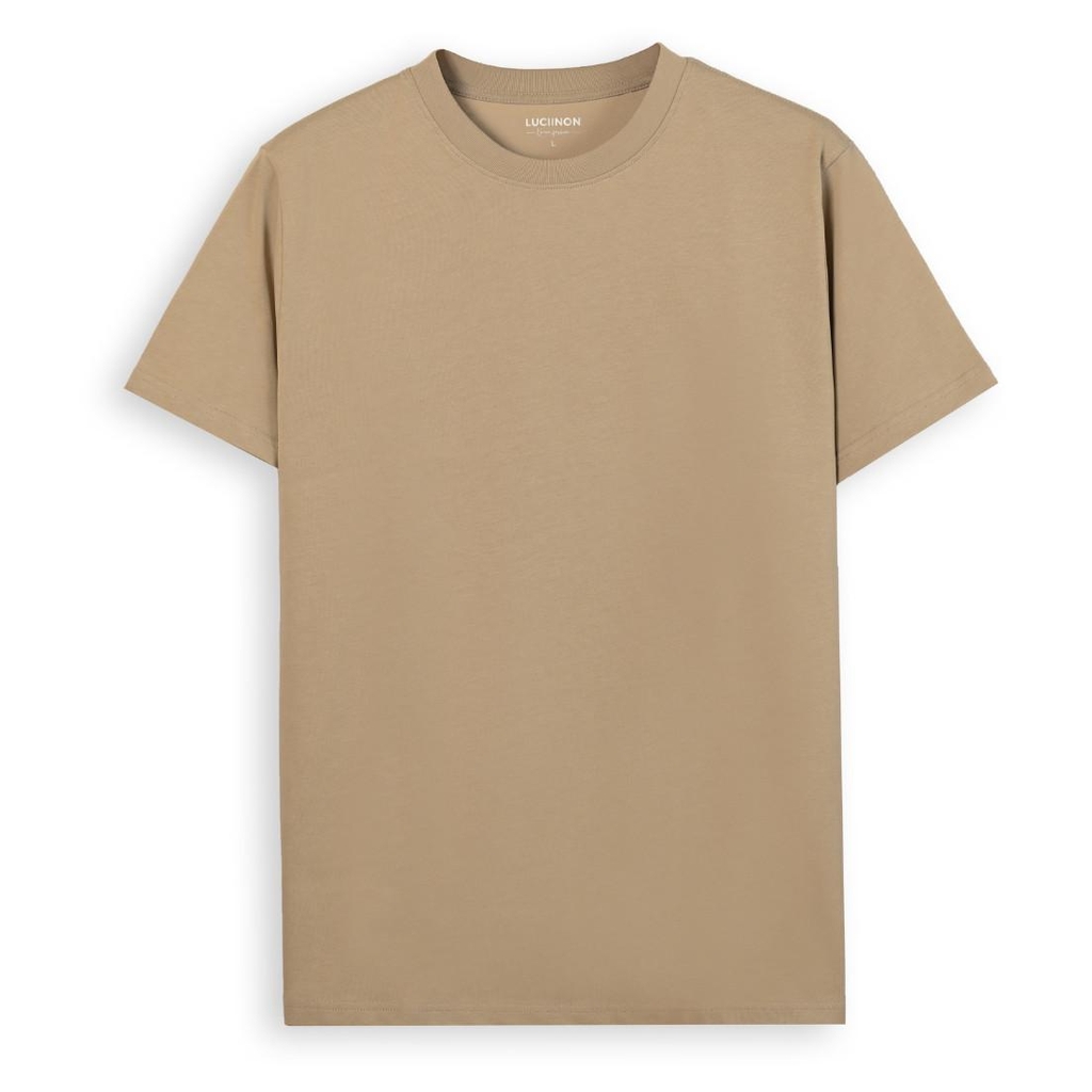 Áo Thun Nam Cổ Tròn Chất Liệu VảI Cotton, Thiết Kế Trơn Basic, Thấm Hút Cao, Mềm Mại - LUCIINON