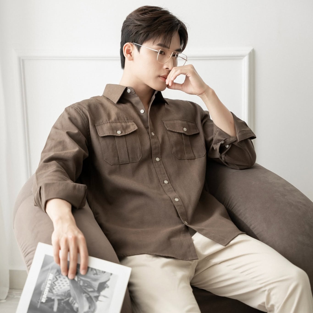 Áo Sơ Mi Nam Tay Dài Chất Liệu VảI Oxford Cao Cấp, Có 2 Túi Sang Trọng, Giữ Form Tốt - LUCIINON