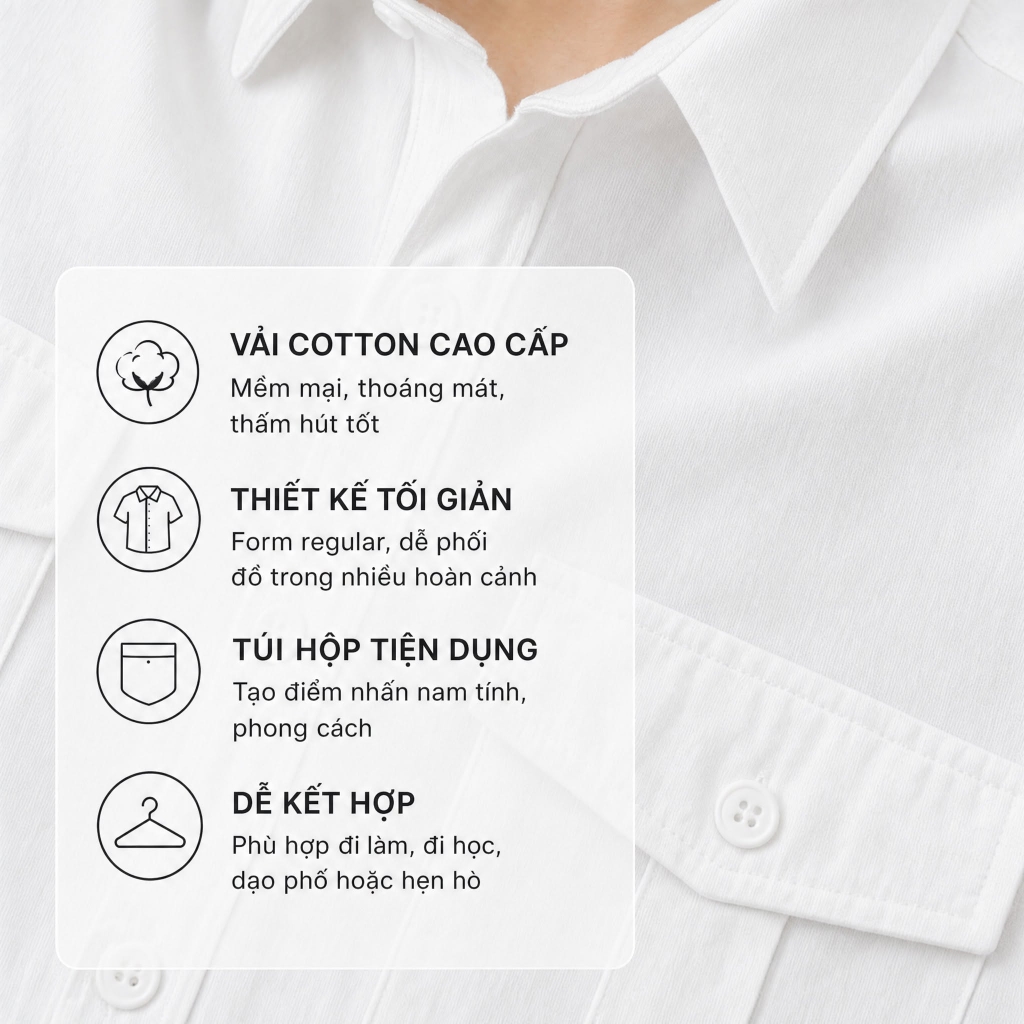 Áo Sơ Mi Nam Tay Dài Chất Liệu VảI Oxford Cao Cấp, Có 2 Túi Sang Trọng, Giữ Form Tốt - LUCIINON